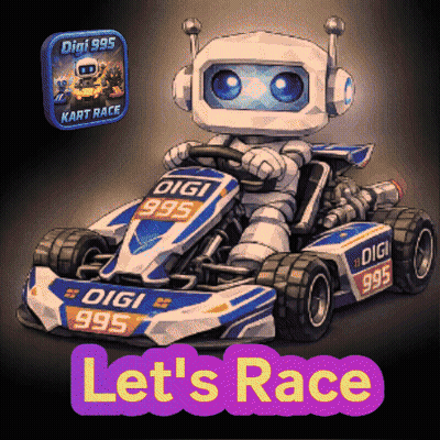 Robot Driving Go Kart Saying Digi GIF