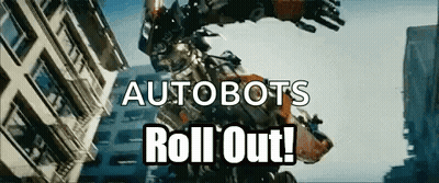 Robot Flying Over City Autobots Roll Out