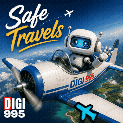 Robot Flying Plane Saying Safe Travels