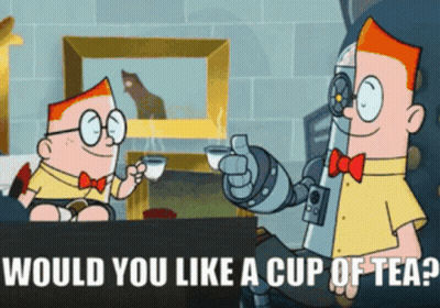 Robot Giving Tea To Boy GIF