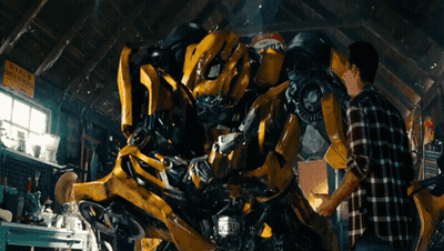 Robot Head With Two Yellow Lights GIF
