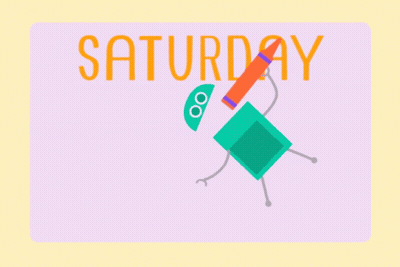Robot Holding Crayon Saturday GIF