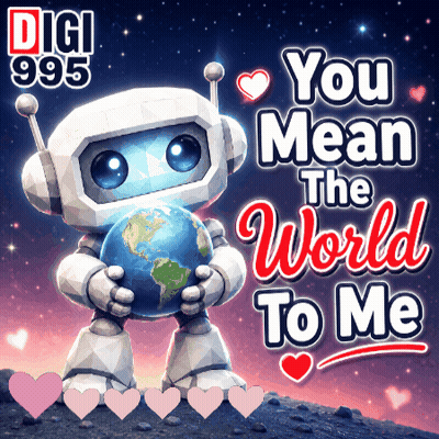 Robot Holding Globe You Mean The World To Me GIF