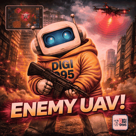 Robot Holding Gun Enemy UAV GIF