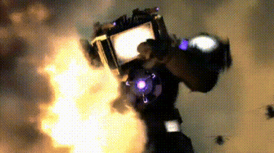 Robot Holding Gun In Front Of Fire GIF