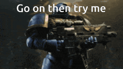 Robot Holding Gun Saying Go On Then Try Me GIF