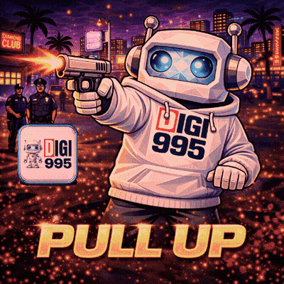 Robot Holding Gun Wearing Digi 995 Sweatshirt GIF
