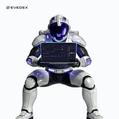 Robot Holding Laptop With Evedex GIF