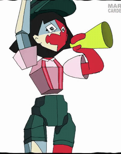 Robot Holding Megaphone With Mar Carde GIF