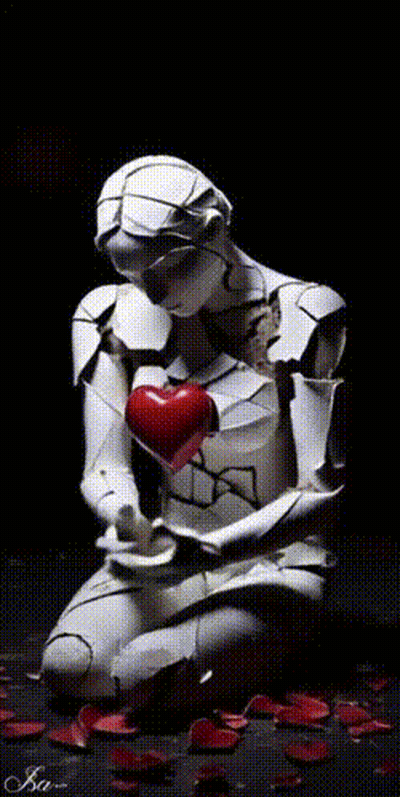 Robot Holding Red Heart With Ka GIF