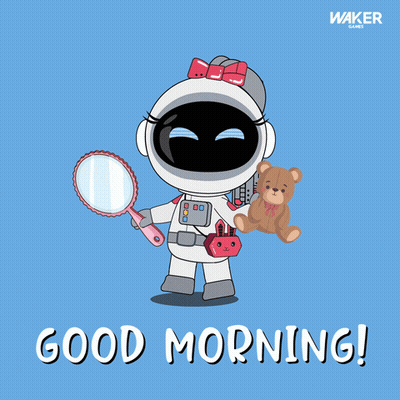 Robot Holding Teddy Bear And Mirror GIF