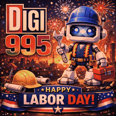Robot Holding Wrench Digi 995 Happy Labor Day GIF