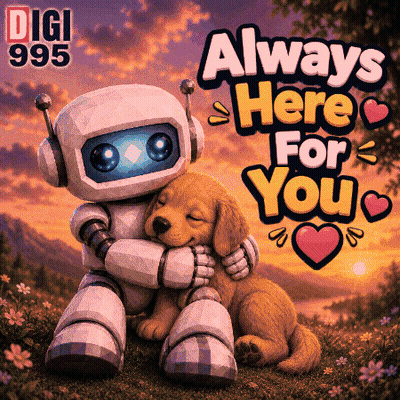 Robot Hugging Puppy Always Here For You GIF