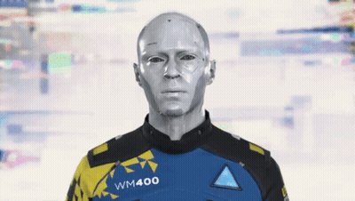 Robot In Blue And Yellow Shirt Wm400 GIF