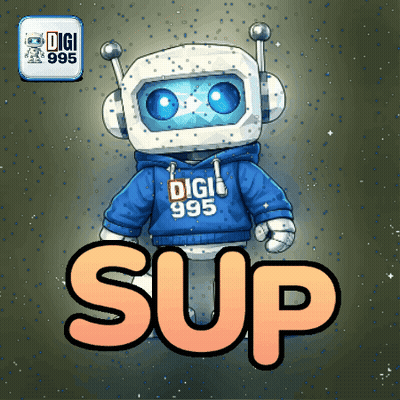 Robot In Blue Hoodie Saying Digi 995 GIF