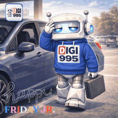 Robot In Blue Sweater Saying Digi 995 GIF
