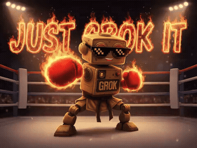 Robot In Boxing Gloves And Sunglasses Saying Just Cook It GIF
