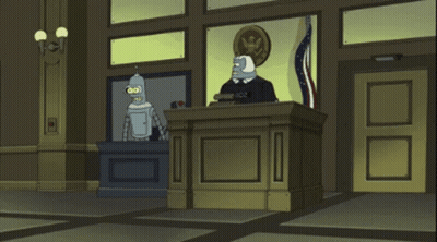Robot In Court Not Inno-Guilty-Cent GIF