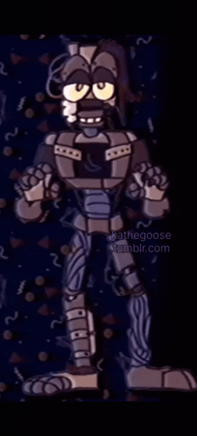 Robot In Dark Room With Purple Background GIF