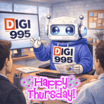 Robot In Digi 995 Sweatshirt Talks To Group Of Men GIF