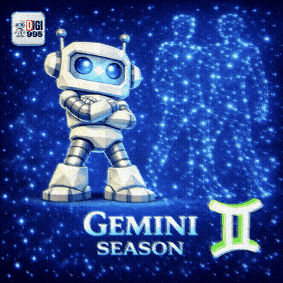 Robot In Front Of Sign Saying Gemini Season II GIF