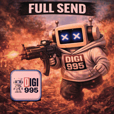 Robot In Hoodie Saying Digi 995 Running With Gun GIF