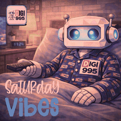 Robot Laying In Bed Holding Remote Saturday Vibes GIF