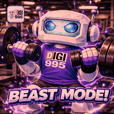 Robot Lifting Dumbbells In Digi 999 Shirt GIF