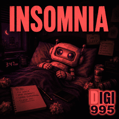 Robot Lying In Bed With Insomnia GIF