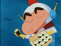 Robot Planet Shin Chan Eating Sushi GIF