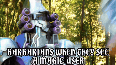 Robot Saying Barbarians When They See A Magic User GIF