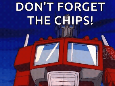 Robot Saying Don't Forget The Chips GIF