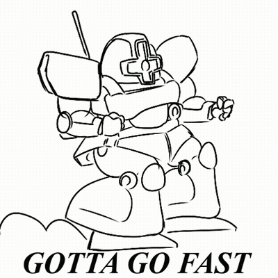 Robot Saying Gotta Go Fast GIF