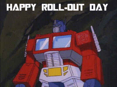 Robot Saying Happy Roll-Out Day GIF