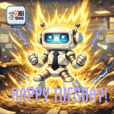 Robot Saying Happy Tuesday GIF