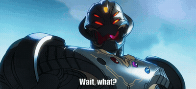 Robot Saying Wait What In Front Of Cloudy Sky GIF