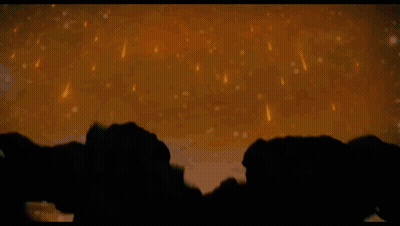 Robot Silhouette In Desert At Sunset GIF