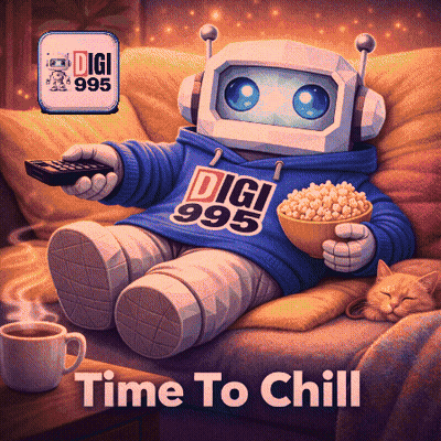 Robot Sitting On Couch With Popcorn GIF