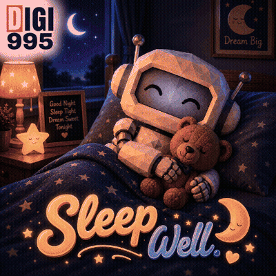 Robot Sleeping In Bed With Teddy Bear Saying Sleep Well GIF