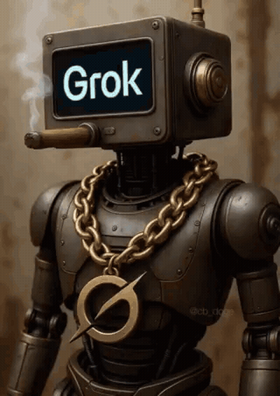 Robot Smoking Cigar With Gold Chain GIF
