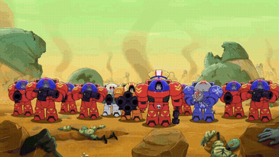 Robot Soldiers Standing In A Line GIF