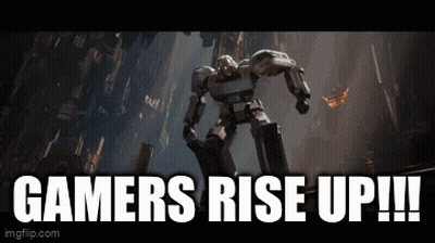 Robot Standing In City Gamers Rise Up GIF