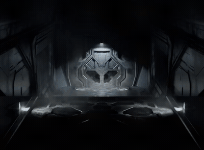 Robot Standing in Dark Room With Light Shining