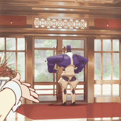 Robot Standing In Doorway With Hand Reaching Out GIF