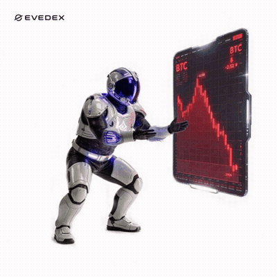 Robot Standing In Front Of Screen With BTC GIF