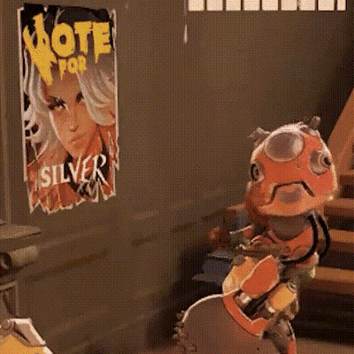 Robot Standing In Front Of Vote For Silver Poster GIF