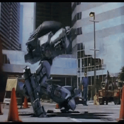 Robot Standing On Hind Legs On Street GIF