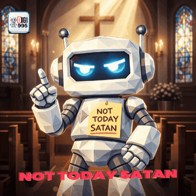 Robot Sticker Not Today Satan GIF