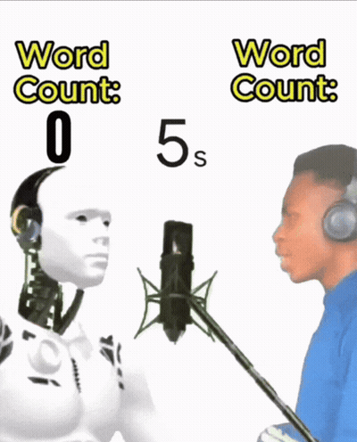 Robot Talking Into Microphone Saying Word Count 0 5S 3 GIF