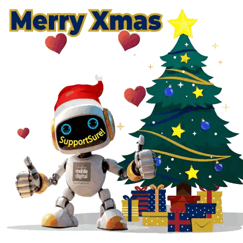 Robot Thumbs Up Christmas Tree Sticker